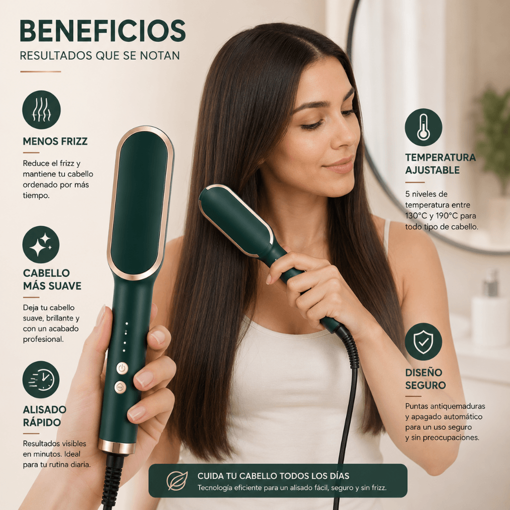 Menos frizz al instante - Cepillo Alisador Rizador 3 en 1:  LuminaBrush / 2da unidad 50%OFF