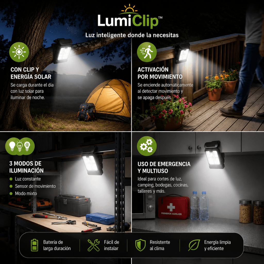 Ilumina sin cables ni enchufes:  LumiClip™ - Oferta 3x1