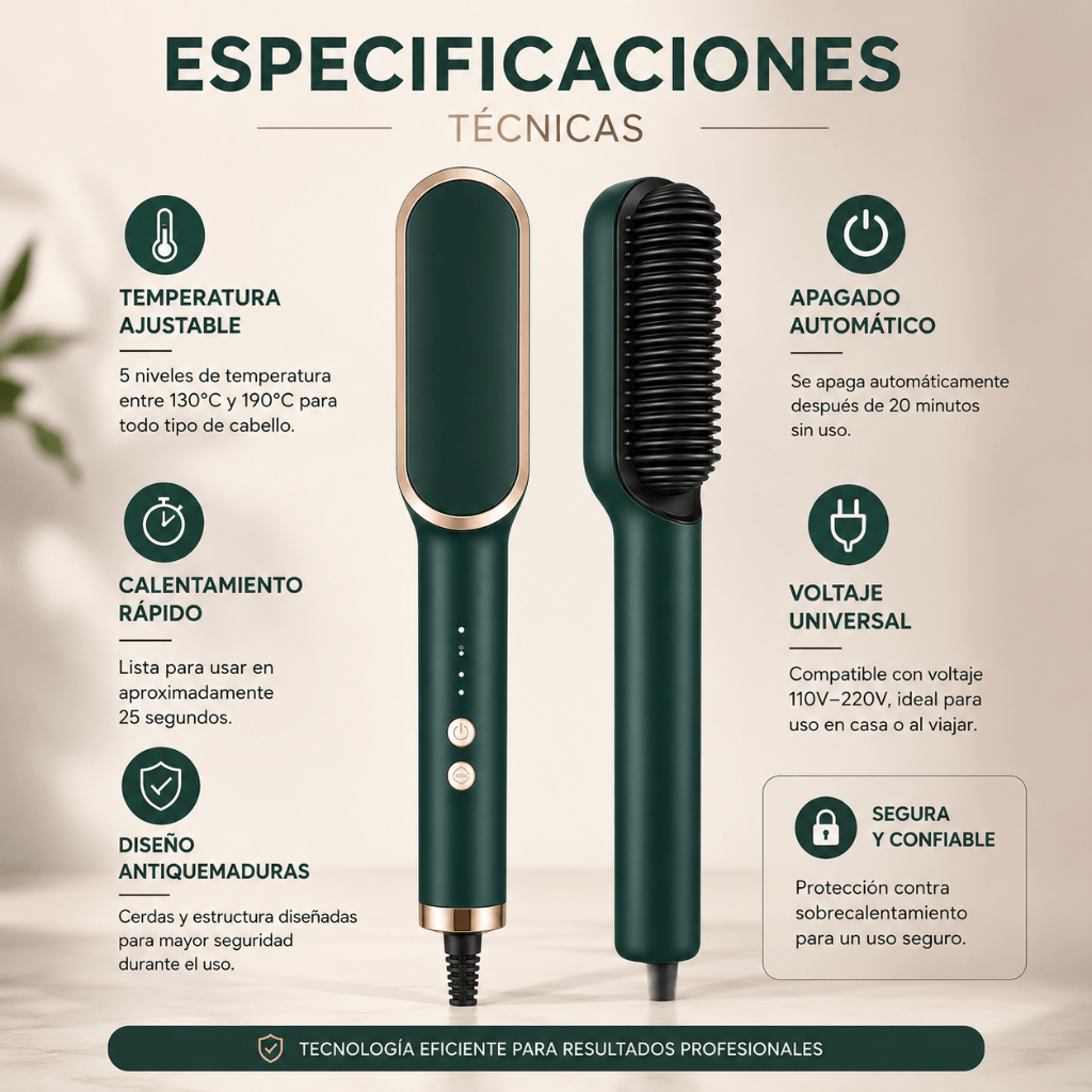 Menos frizz al instante - Cepillo Alisador Rizador 3 en 1:  LuminaBrush / 2da unidad 50%OFF