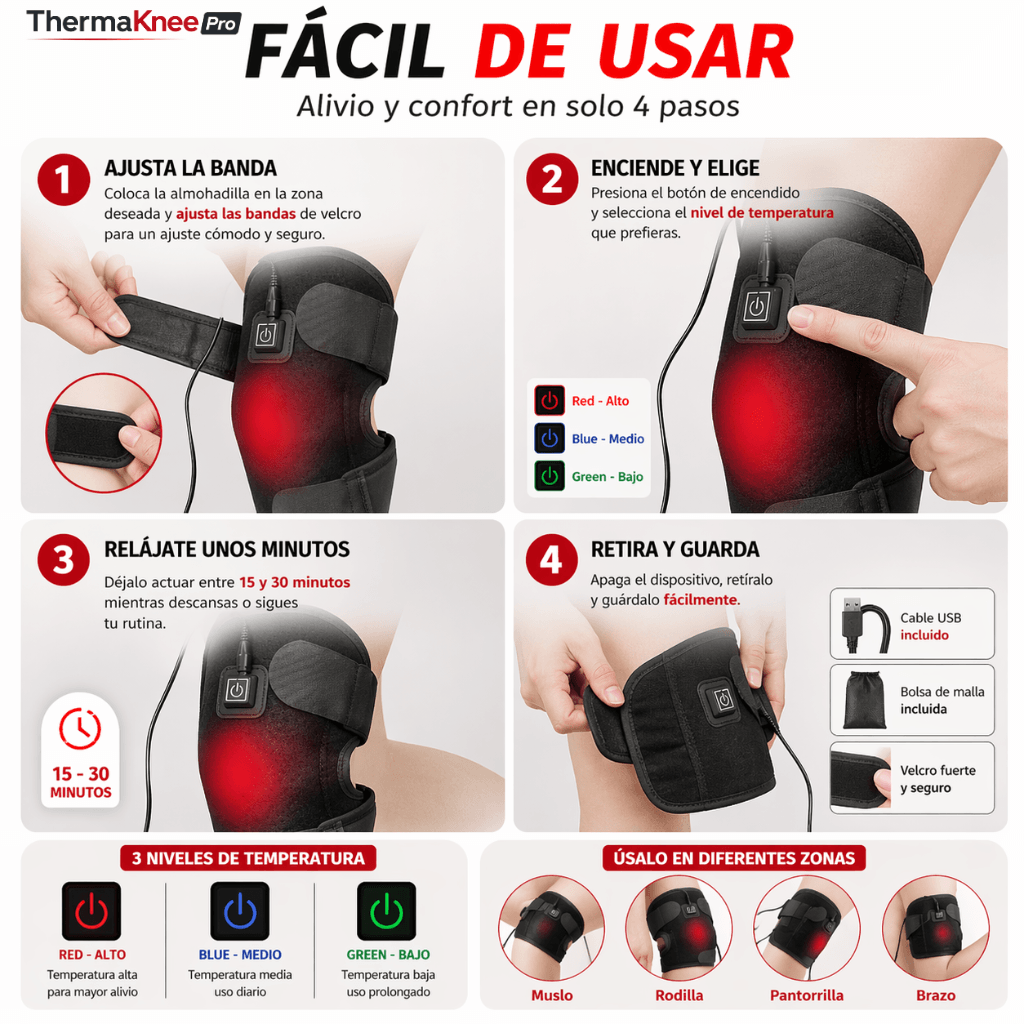 Relajación y recuperación para tus articulaciones: Rodillera Térmica 3 en 1 ThermaKnee Pro - 2da unidad 50% OFF