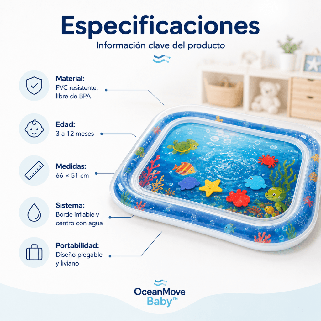 Juega, explora y fortalece. Alfombra Sensorial OceanMove Baby™ - 2da unidad 50%OFF
