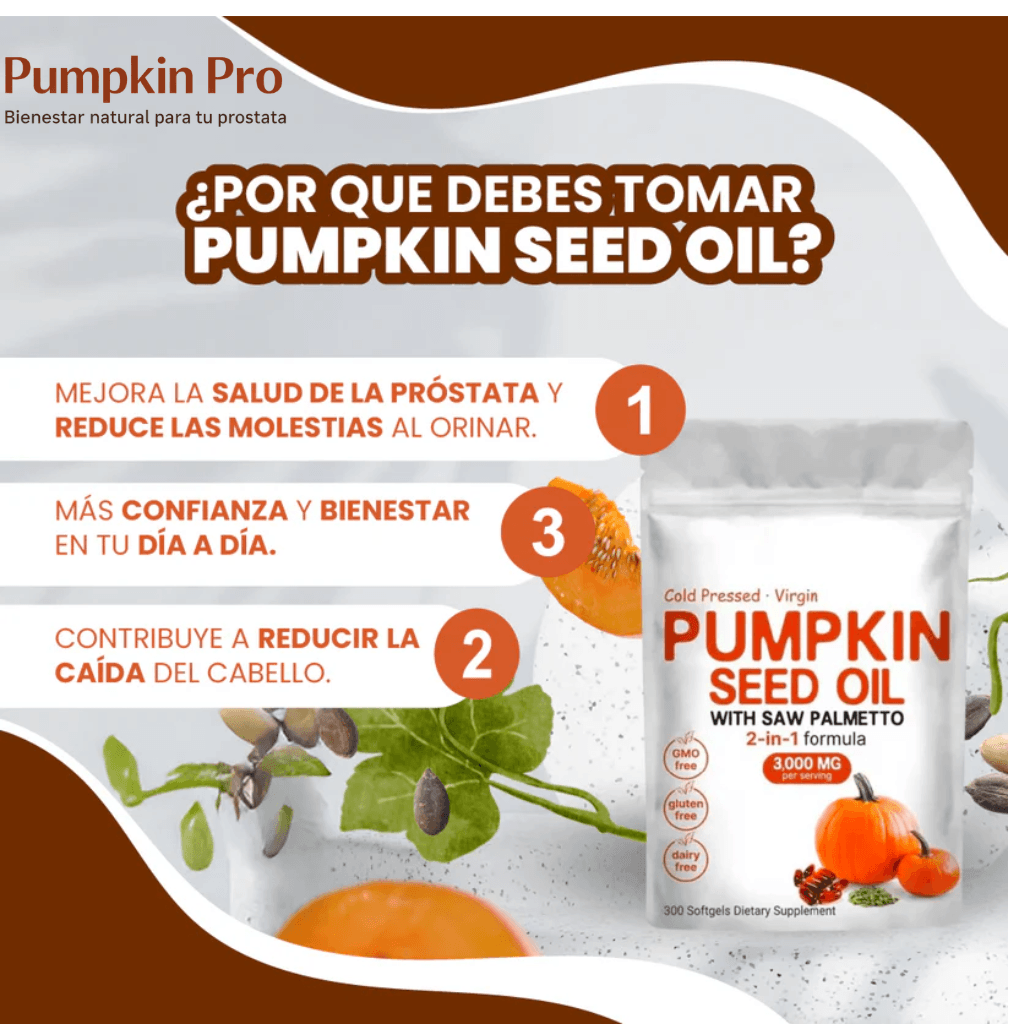 Cuida tu bienestar prostático  - Aceite de semilla de calabaza + Saw Palmetto - 2 unidad 50%OFF