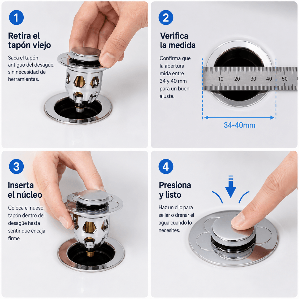 Sella tu Desagüe al Instante: Tapón Núcleo con Rebote AquaClic - Oferta 2x1