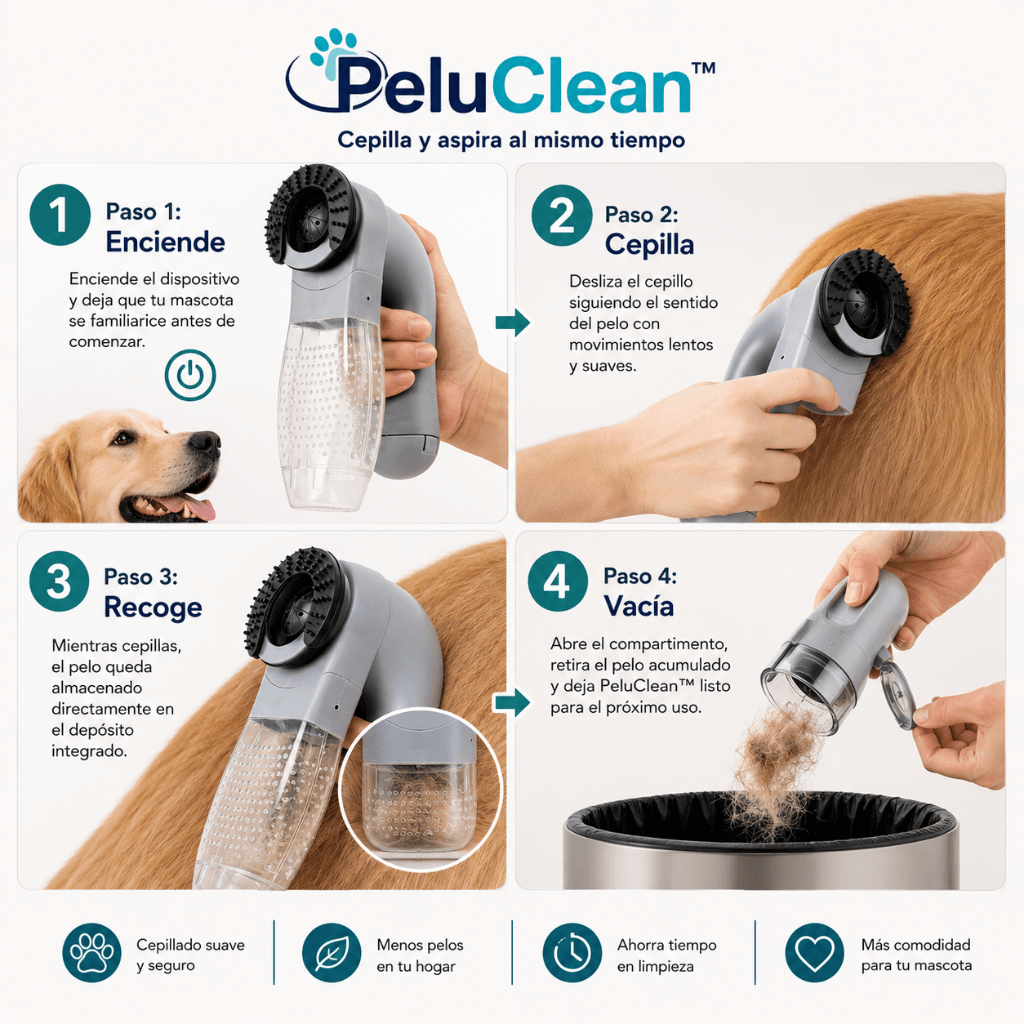 Cepilla y aspira al mismo tiempo: PeluClean™ /2da unidad 50% OFF