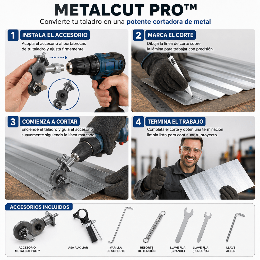 Convierte tu taladro en un cortador de metal rápido y preciso: MetalCut Pro™ /2da unidad 50%OFF