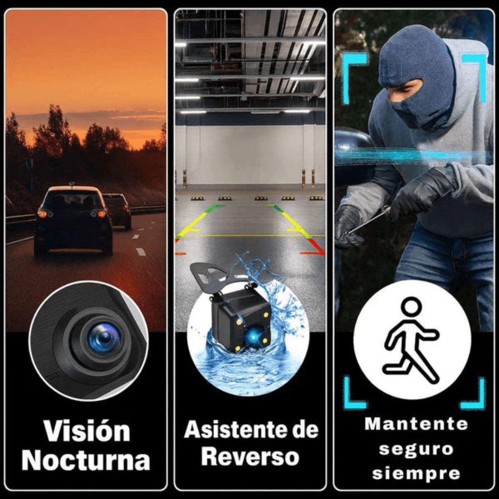 Protege tu auto y ten pruebas en video en todo momento: Retrovisor con Cámara delantera y trasera