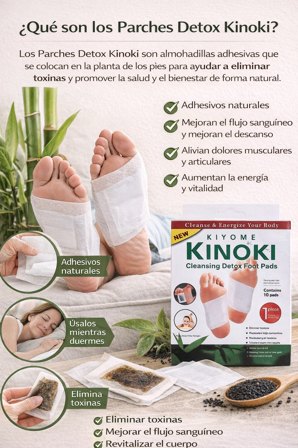 Kit 10 Parches Kinoki Desintoxicación
