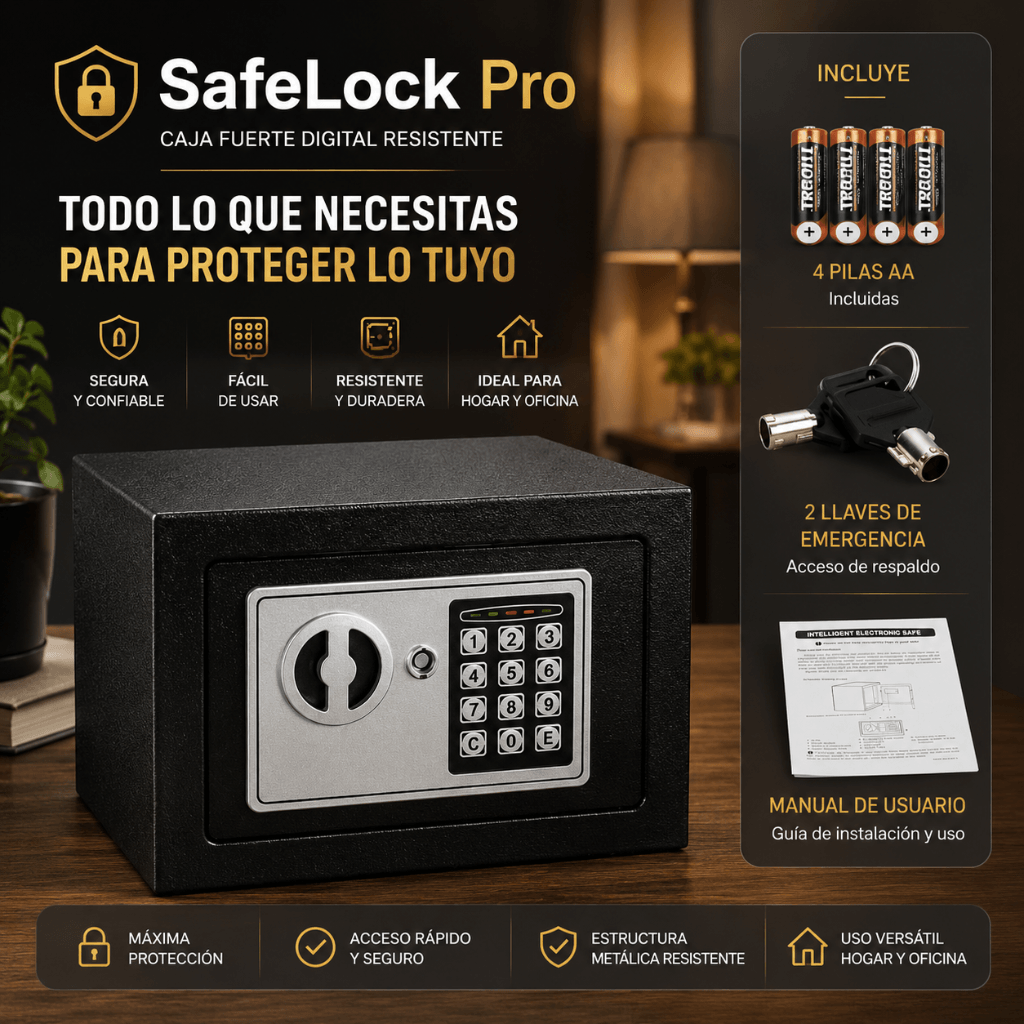 Protege lo que más valoras: Caja Fuerte Digital SafeLock Pro / 2da unidad 50% OFF