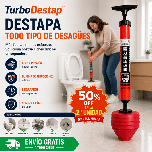 Destapa todo tipo de desagües: TurboDestap™ / 2da unidad mitad de precio.